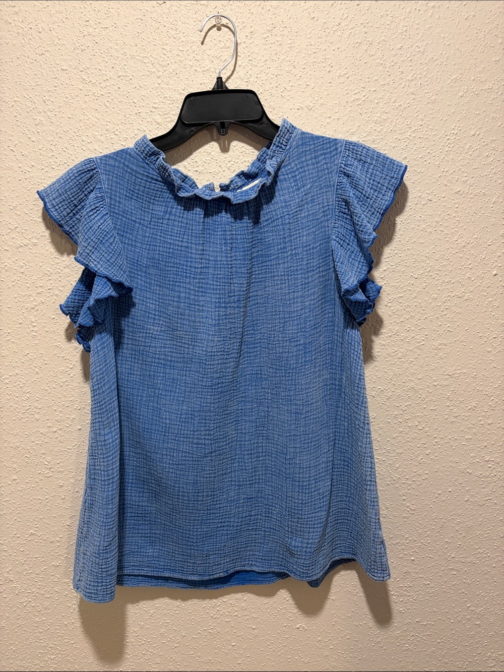 JODIFL Blue Ruffle Sleeve Blouse